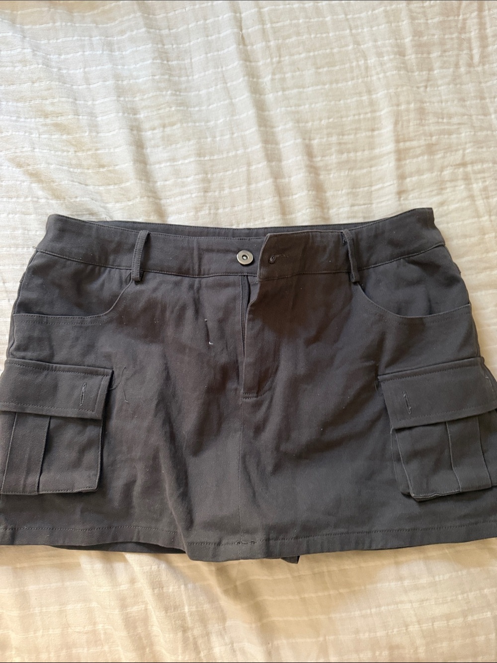Casual Charcoal Cargo Mini Skirt